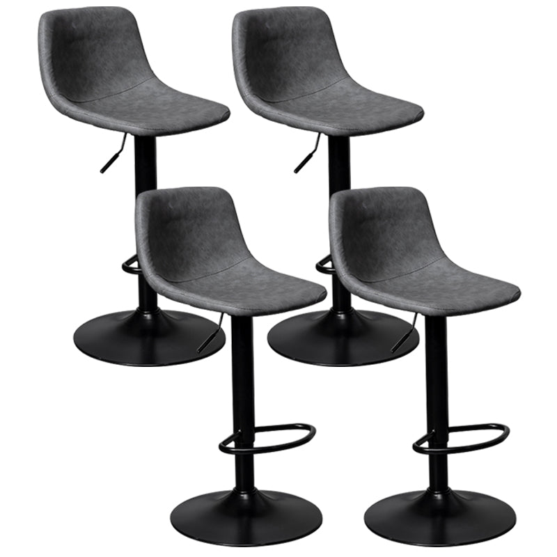 Adjustable Armless Swivel Leather Barstools Nordic Style Counter Stools Grey Black 4 Piece Set Clearhalo 'Bar Furniture' 'Bar Stools' 'bar_stools' 'furn' 'furn_bar_stools' 'furniture_bar_stools' 'Kitchen & Dining Furniture' 'kitchen&dining_furn' 'kitchen' 'kitchen_furn' Furniture' 4212030