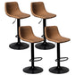 Adjustable Armless Swivel Leather Barstools Nordic Style Counter Stools Brown Black 4 Piece Set Clearhalo 'Bar Furniture' 'Bar Stools' 'bar_stools' 'furn' 'furn_bar_stools' 'furniture_bar_stools' 'Kitchen & Dining Furniture' 'kitchen&dining_furn' 'kitchen' 'kitchen_furn' Furniture' 4212031