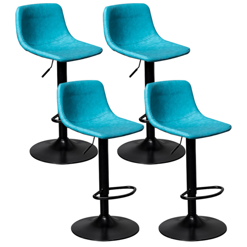 Adjustable Armless Swivel Leather Barstools Nordic Style Counter Stools Blue Black 4 Piece Set Clearhalo 'Bar Furniture' 'Bar Stools' 'bar_stools' 'furn' 'furn_bar_stools' 'furniture_bar_stools' 'Kitchen & Dining Furniture' 'kitchen&dining_furn' 'kitchen' 'kitchen_furn' Furniture' 4212032