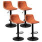Adjustable Armless Swivel Leather Barstools Nordic Style Counter Stools Orange Black 4 Piece Set Clearhalo 'Bar Furniture' 'Bar Stools' 'bar_stools' 'furn' 'furn_bar_stools' 'furniture_bar_stools' 'Kitchen & Dining Furniture' 'kitchen&dining_furn' 'kitchen' 'kitchen_furn' Furniture' 4212033