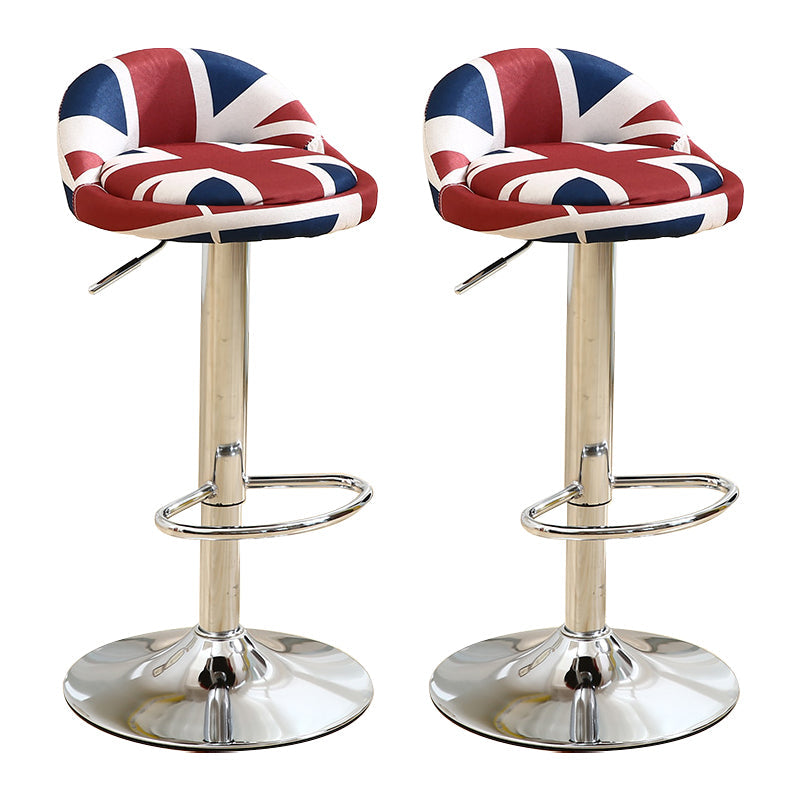 Modern Rotatable Liftable Counter Stool Iron Household Bar Stool with Cushion Red-Blue 2 Piece Set Clearhalo 'Bar Furniture' 'Bar Stools' 'bar_stools' 'furn' 'furn_bar_stools' 'furniture_bar_stools' 'Kitchen & Dining Furniture' 'kitchen&dining_furn' 'kitchen' 'kitchen_furn' Furniture' 4212053