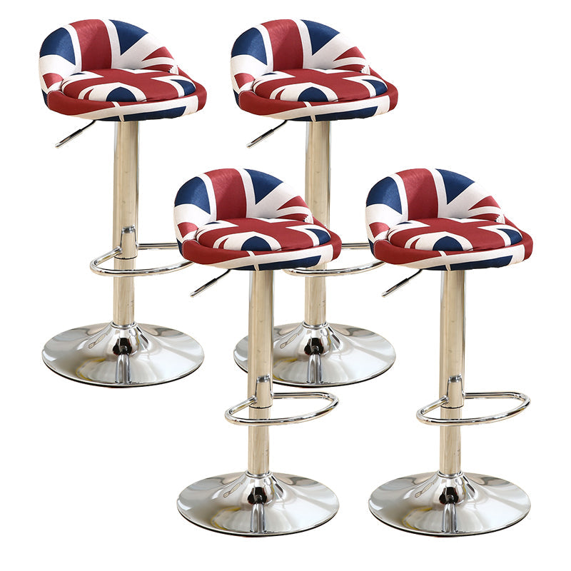 Modern Rotatable Liftable Counter Stool Iron Household Bar Stool with Cushion Red-Blue 4 Piece Set Clearhalo 'Bar Furniture' 'Bar Stools' 'bar_stools' 'furn' 'furn_bar_stools' 'furniture_bar_stools' 'Kitchen & Dining Furniture' 'kitchen&dining_furn' 'kitchen' 'kitchen_furn' Furniture' 4212054