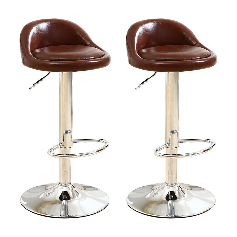 Modern Rotatable Liftable Counter Stool Iron Household Bar Stool with Cushion Brown 2 Piece Set Clearhalo 'Bar Furniture' 'Bar Stools' 'bar_stools' 'furn' 'furn_bar_stools' 'furniture_bar_stools' 'Kitchen & Dining Furniture' 'kitchen&dining_furn' 'kitchen' 'kitchen_furn' Furniture' 4212061