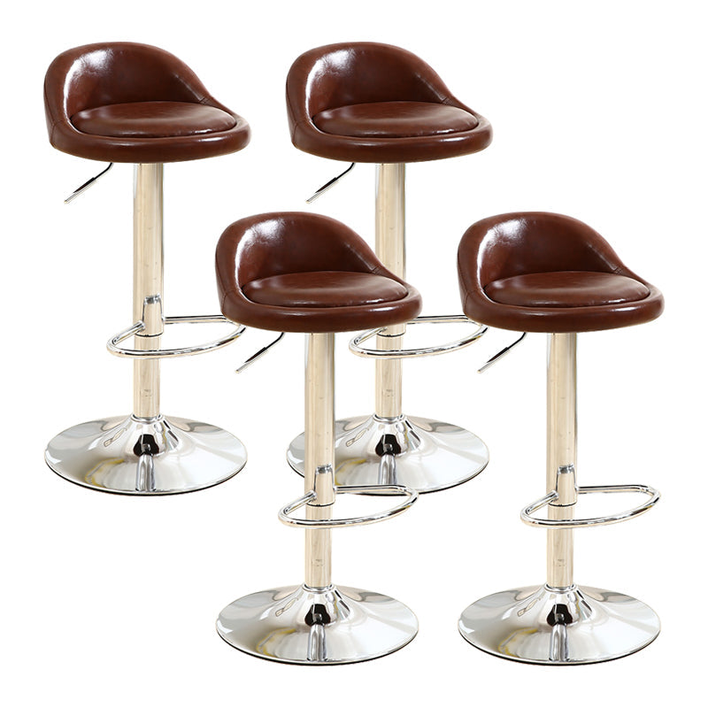 Modern Rotatable Liftable Counter Stool Iron Household Bar Stool with Cushion Brown 4 Piece Set Clearhalo 'Bar Furniture' 'Bar Stools' 'bar_stools' 'furn' 'furn_bar_stools' 'furniture_bar_stools' 'Kitchen & Dining Furniture' 'kitchen&dining_furn' 'kitchen' 'kitchen_furn' Furniture' 4212063
