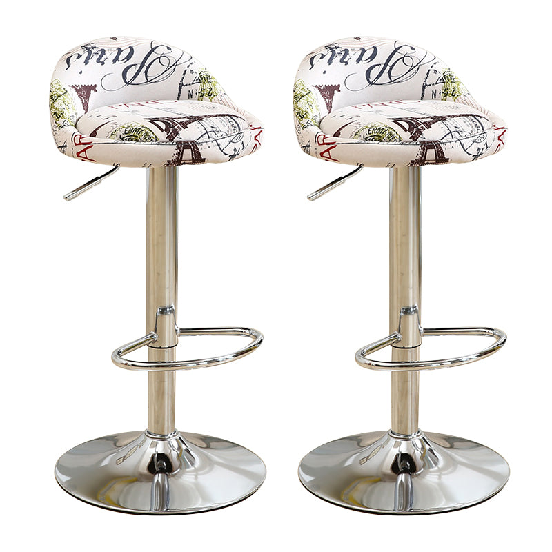 Modern Rotatable Liftable Counter Stool Iron Household Bar Stool with Cushion White-Green 2 Piece Set Clearhalo 'Bar Furniture' 'Bar Stools' 'bar_stools' 'furn' 'furn_bar_stools' 'furniture_bar_stools' 'Kitchen & Dining Furniture' 'kitchen&dining_furn' 'kitchen' 'kitchen_furn' Furniture' 4212072