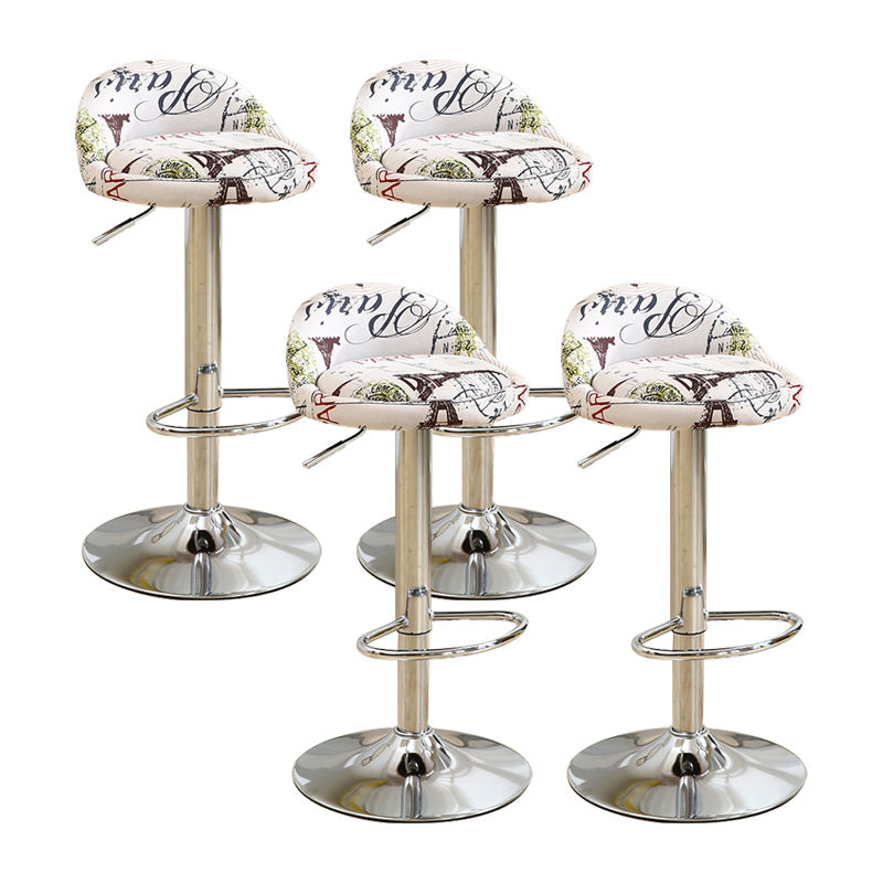 Modern Rotatable Liftable Counter Stool Iron Household Bar Stool with Cushion White-Green 4 Piece Set Clearhalo 'Bar Furniture' 'Bar Stools' 'bar_stools' 'furn' 'furn_bar_stools' 'furniture_bar_stools' 'Kitchen & Dining Furniture' 'kitchen&dining_furn' 'kitchen' 'kitchen_furn' Furniture' 4212073