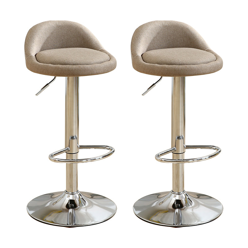 Modern Rotatable Liftable Counter Stool Iron Household Bar Stool with Cushion Khaki 2 Piece Set Clearhalo 'Bar Furniture' 'Bar Stools' 'bar_stools' 'furn' 'furn_bar_stools' 'furniture_bar_stools' 'Kitchen & Dining Furniture' 'kitchen&dining_furn' 'kitchen' 'kitchen_furn' Furniture' 4212075