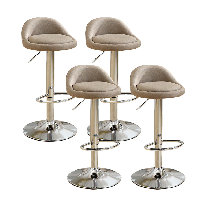 Modern Rotatable Liftable Counter Stool Iron Household Bar Stool with Cushion Khaki 4 Piece Set Clearhalo 'Bar Furniture' 'Bar Stools' 'bar_stools' 'furn' 'furn_bar_stools' 'furniture_bar_stools' 'Kitchen & Dining Furniture' 'kitchen&dining_furn' 'kitchen' 'kitchen_furn' Furniture' 4212076
