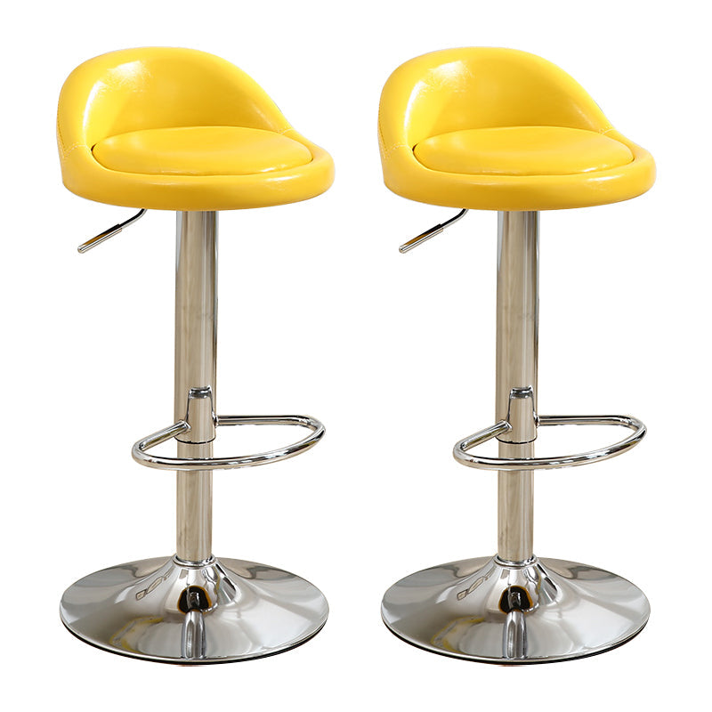 Modern Rotatable Liftable Counter Stool Iron Household Bar Stool with Cushion Yellow 2 Piece Set Clearhalo 'Bar Furniture' 'Bar Stools' 'bar_stools' 'furn' 'furn_bar_stools' 'furniture_bar_stools' 'Kitchen & Dining Furniture' 'kitchen&dining_furn' 'kitchen' 'kitchen_furn' Furniture' 4212084
