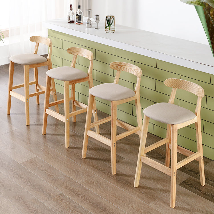 Modern Armless Counter Stool Wood Household Bar Stool with Pedal and Cushion Clearhalo 'Bar Furniture' 'Bar Stools' 'bar_stools' 'furn' 'furn_bar_stools' 'furniture_bar_stools' 'Kitchen & Dining Furniture' 'kitchen&dining_furn' 'kitchen' 'kitchen_furn' Furniture' 4212087