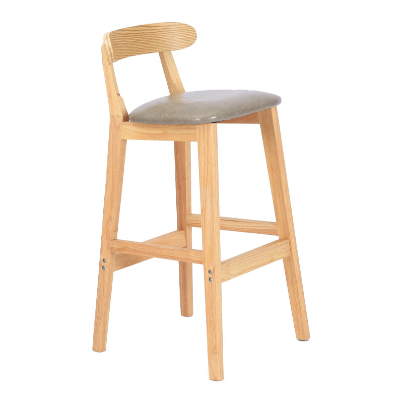 Modern Armless Counter Stool Wood Household Bar Stool with Pedal and Cushion Grey Natural 1 Piece Clearhalo 'Bar Furniture' 'Bar Stools' 'bar_stools' 'furn' 'furn_bar_stools' 'furniture_bar_stools' 'Kitchen & Dining Furniture' 'kitchen&dining_furn' 'kitchen' 'kitchen_furn' Furniture' 4212088