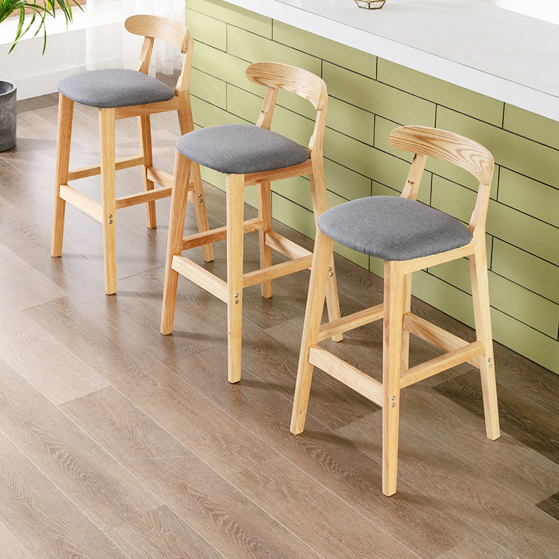 Modern Armless Counter Stool Wood Household Bar Stool with Pedal and Cushion Clearhalo 'Bar Furniture' 'Bar Stools' 'bar_stools' 'furn' 'furn_bar_stools' 'furniture_bar_stools' 'Kitchen & Dining Furniture' 'kitchen&dining_furn' 'kitchen' 'kitchen_furn' Furniture' 4212089