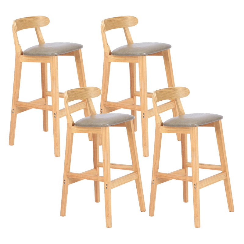 Modern Armless Counter Stool Wood Household Bar Stool with Pedal and Cushion Grey Natural 4 Piece Set Clearhalo 'Bar Furniture' 'Bar Stools' 'bar_stools' 'furn' 'furn_bar_stools' 'furniture_bar_stools' 'Kitchen & Dining Furniture' 'kitchen&dining_furn' 'kitchen' 'kitchen_furn' Furniture' 4212091