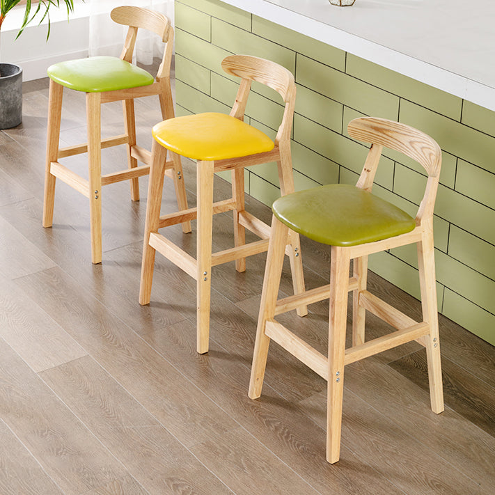 Modern Armless Counter Stool Wood Household Bar Stool with Pedal and Cushion Clearhalo 'Bar Furniture' 'Bar Stools' 'bar_stools' 'furn' 'furn_bar_stools' 'furniture_bar_stools' 'Kitchen & Dining Furniture' 'kitchen&dining_furn' 'kitchen' 'kitchen_furn' Furniture' 4212093