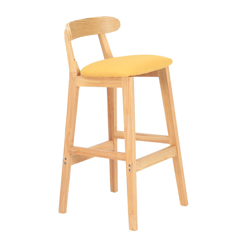 Modern Armless Counter Stool Wood Household Bar Stool with Pedal and Cushion Yellow Natural 1 Piece Clearhalo 'Bar Furniture' 'Bar Stools' 'bar_stools' 'furn' 'furn_bar_stools' 'furniture_bar_stools' 'Kitchen & Dining Furniture' 'kitchen&dining_furn' 'kitchen' 'kitchen_furn' Furniture' 4212094