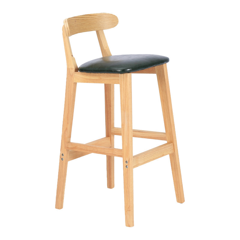 Modern Armless Counter Stool Wood Household Bar Stool with Pedal and Cushion Blackish Green Natural 1 Piece Clearhalo 'Bar Furniture' 'Bar Stools' 'bar_stools' 'furn' 'furn_bar_stools' 'furniture_bar_stools' 'Kitchen & Dining Furniture' 'kitchen&dining_furn' 'kitchen' 'kitchen_furn' Furniture' 4212099