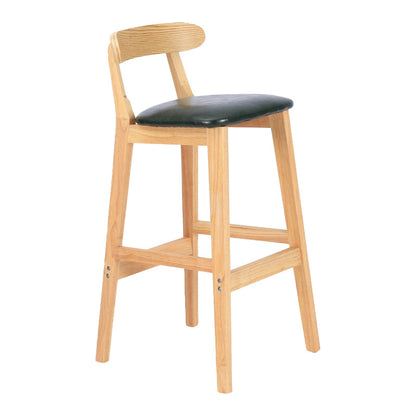 Modern Armless Counter Stool Wood Household Bar Stool with Pedal and Cushion Blackish Green Natural 1 Piece Clearhalo 'Bar Furniture' 'Bar Stools' 'bar_stools' 'furn' 'furn_bar_stools' 'furniture_bar_stools' 'Kitchen & Dining Furniture' 'kitchen&dining_furn' 'kitchen' 'kitchen_furn' Furniture' 4212099