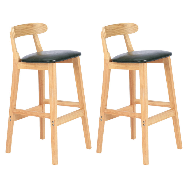 Modern Armless Counter Stool Wood Household Bar Stool with Pedal and Cushion Blackish Green Natural 2 Piece Set Clearhalo 'Bar Furniture' 'Bar Stools' 'bar_stools' 'furn' 'furn_bar_stools' 'furniture_bar_stools' 'Kitchen & Dining Furniture' 'kitchen&dining_furn' 'kitchen' 'kitchen_furn' Furniture' 4212102