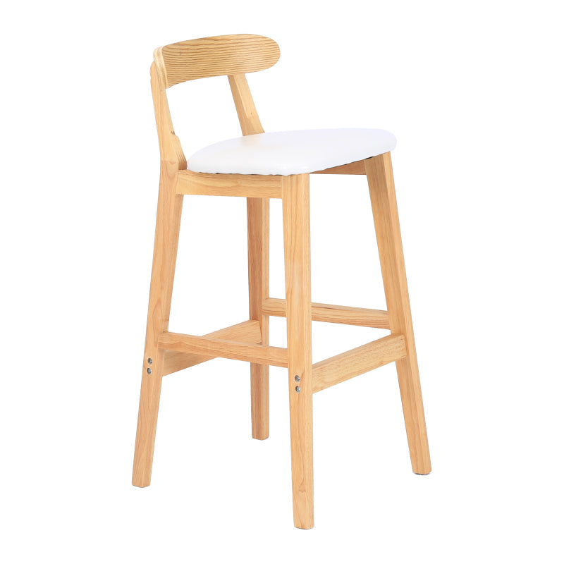 Modern Armless Counter Stool Wood Household Bar Stool with Pedal and Cushion White Natural 1 Piece Clearhalo 'Bar Furniture' 'Bar Stools' 'bar_stools' 'furn' 'furn_bar_stools' 'furniture_bar_stools' 'Kitchen & Dining Furniture' 'kitchen&dining_furn' 'kitchen' 'kitchen_furn' Furniture' 4212105