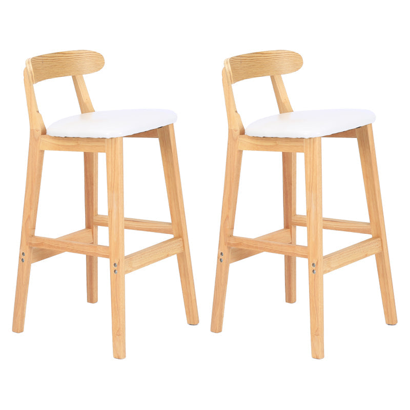 Modern Armless Counter Stool Wood Household Bar Stool with Pedal and Cushion White Natural 2 Piece Set Clearhalo 'Bar Furniture' 'Bar Stools' 'bar_stools' 'furn' 'furn_bar_stools' 'furniture_bar_stools' 'Kitchen & Dining Furniture' 'kitchen&dining_furn' 'kitchen' 'kitchen_furn' Furniture' 4212106