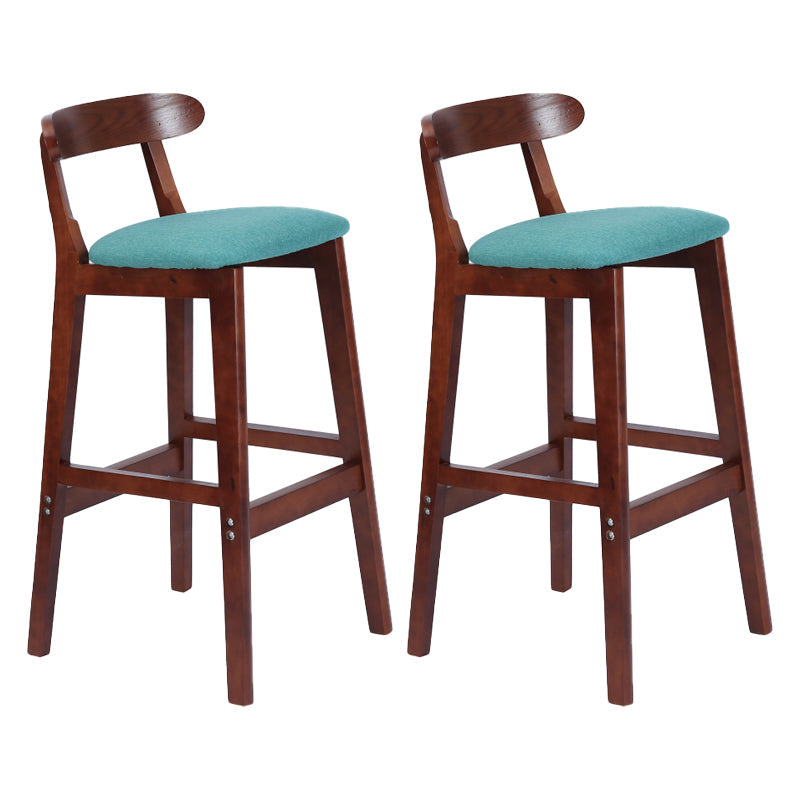 Modern Armless Counter Stool Wood Household Bar Stool with Pedal and Cushion Mint Green Brown 2 Piece Set Clearhalo 'Bar Furniture' 'Bar Stools' 'bar_stools' 'furn' 'furn_bar_stools' 'furniture_bar_stools' 'Kitchen & Dining Furniture' 'kitchen&dining_furn' 'kitchen' 'kitchen_furn' Furniture' 4212109