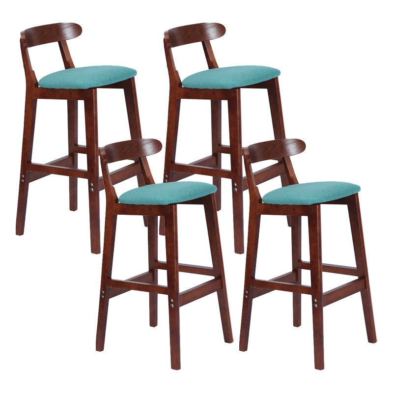 Modern Armless Counter Stool Wood Household Bar Stool with Pedal and Cushion Mint Green Brown 4 Piece Set Clearhalo 'Bar Furniture' 'Bar Stools' 'bar_stools' 'furn' 'furn_bar_stools' 'furniture_bar_stools' 'Kitchen & Dining Furniture' 'kitchen&dining_furn' 'kitchen' 'kitchen_furn' Furniture' 4212110