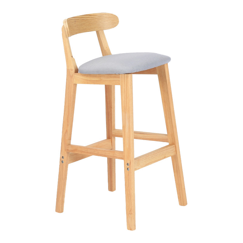 Modern Armless Counter Stool Wood Household Bar Stool with Pedal and Cushion Light Gray Natural 1 Piece Clearhalo 'Bar Furniture' 'Bar Stools' 'bar_stools' 'furn' 'furn_bar_stools' 'furniture_bar_stools' 'Kitchen & Dining Furniture' 'kitchen&dining_furn' 'kitchen' 'kitchen_furn' Furniture' 4212111
