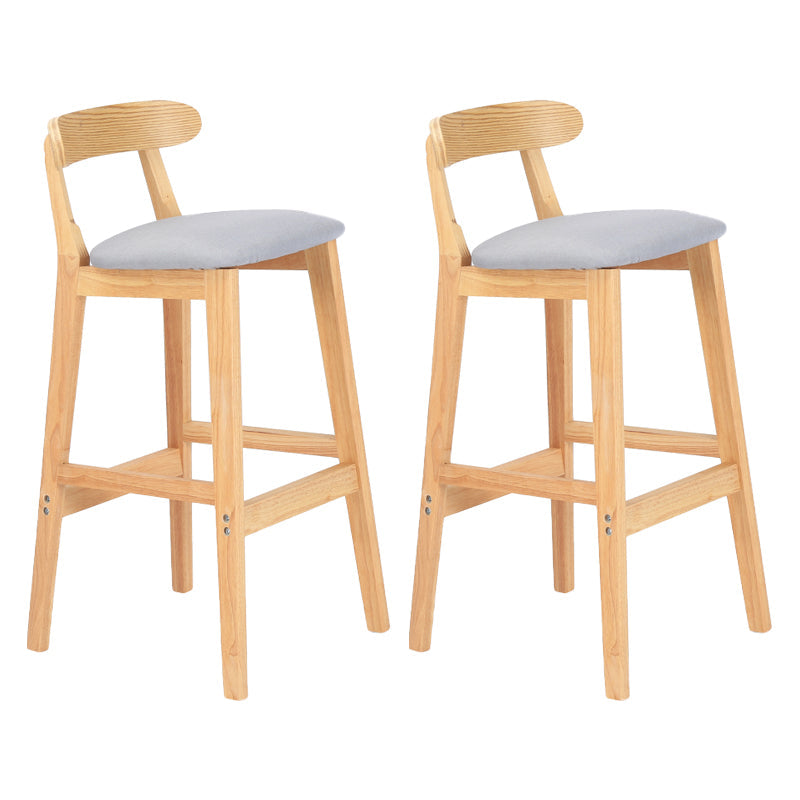 Modern Armless Counter Stool Wood Household Bar Stool with Pedal and Cushion Light Gray Natural 2 Piece Set Clearhalo 'Bar Furniture' 'Bar Stools' 'bar_stools' 'furn' 'furn_bar_stools' 'furniture_bar_stools' 'Kitchen & Dining Furniture' 'kitchen&dining_furn' 'kitchen' 'kitchen_furn' Furniture' 4212112