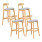 Modern Armless Counter Stool Wood Household Bar Stool with Pedal and Cushion Light Gray Natural 4 Piece Set Clearhalo 'Bar Furniture' 'Bar Stools' 'bar_stools' 'furn' 'furn_bar_stools' 'furniture_bar_stools' 'Kitchen & Dining Furniture' 'kitchen&dining_furn' 'kitchen' 'kitchen_furn' Furniture' 4212113