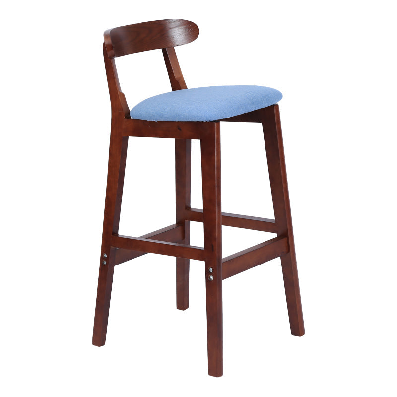 Modern Armless Counter Stool Wood Household Bar Stool with Pedal and Cushion Sky Blue Brown 1 Piece Clearhalo 'Bar Furniture' 'Bar Stools' 'bar_stools' 'furn' 'furn_bar_stools' 'furniture_bar_stools' 'Kitchen & Dining Furniture' 'kitchen&dining_furn' 'kitchen' 'kitchen_furn' Furniture' 4212117