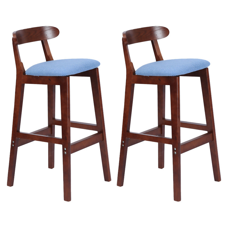 Modern Armless Counter Stool Wood Household Bar Stool with Pedal and Cushion Sky Blue Brown 2 Piece Set Clearhalo 'Bar Furniture' 'Bar Stools' 'bar_stools' 'furn' 'furn_bar_stools' 'furniture_bar_stools' 'Kitchen & Dining Furniture' 'kitchen&dining_furn' 'kitchen' 'kitchen_furn' Furniture' 4212118