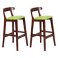 Modern Armless Counter Stool Wood Household Bar Stool with Pedal and Cushion Light Green Brown 2 Piece Set Clearhalo 'Bar Furniture' 'Bar Stools' 'bar_stools' 'furn' 'furn_bar_stools' 'furniture_bar_stools' 'Kitchen & Dining Furniture' 'kitchen&dining_furn' 'kitchen' 'kitchen_furn' Furniture' 4212121