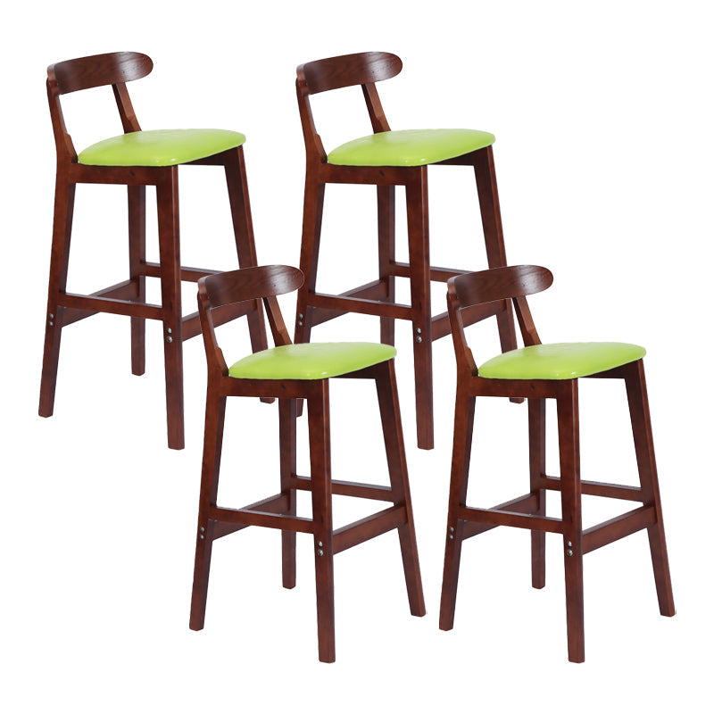Modern Armless Counter Stool Wood Household Bar Stool with Pedal and Cushion Light Green Brown 4 Piece Set Clearhalo 'Bar Furniture' 'Bar Stools' 'bar_stools' 'furn' 'furn_bar_stools' 'furniture_bar_stools' 'Kitchen & Dining Furniture' 'kitchen&dining_furn' 'kitchen' 'kitchen_furn' Furniture' 4212122