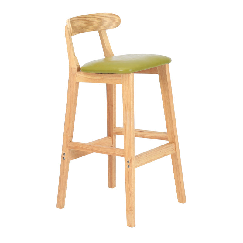 Modern Armless Counter Stool Wood Household Bar Stool with Pedal and Cushion Army Green Natural 1 Piece Clearhalo 'Bar Furniture' 'Bar Stools' 'bar_stools' 'furn' 'furn_bar_stools' 'furniture_bar_stools' 'Kitchen & Dining Furniture' 'kitchen&dining_furn' 'kitchen' 'kitchen_furn' Furniture' 4212123
