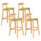 Modern Armless Counter Stool Wood Household Bar Stool with Pedal and Cushion Army Green Natural 4 Piece Set Clearhalo 'Bar Furniture' 'Bar Stools' 'bar_stools' 'furn' 'furn_bar_stools' 'furniture_bar_stools' 'Kitchen & Dining Furniture' 'kitchen&dining_furn' 'kitchen' 'kitchen_furn' Furniture' 4212125