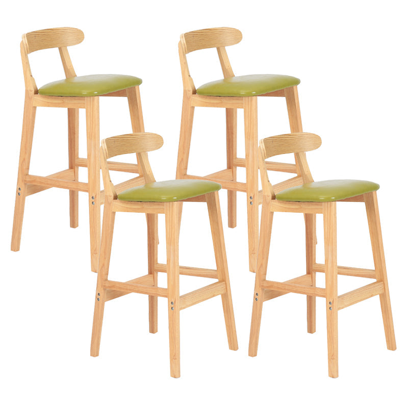 Modern Armless Counter Stool Wood Household Bar Stool with Pedal and Cushion Army Green Natural 4 Piece Set Clearhalo 'Bar Furniture' 'Bar Stools' 'bar_stools' 'furn' 'furn_bar_stools' 'furniture_bar_stools' 'Kitchen & Dining Furniture' 'kitchen&dining_furn' 'kitchen' 'kitchen_furn' Furniture' 4212125