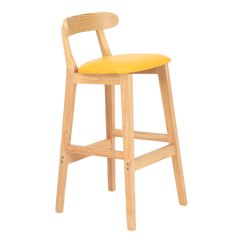 Modern Armless Counter Stool Wood Household Bar Stool with Pedal and Cushion Light Yellow Natural 1 Piece Clearhalo 'Bar Furniture' 'Bar Stools' 'bar_stools' 'furn' 'furn_bar_stools' 'furniture_bar_stools' 'Kitchen & Dining Furniture' 'kitchen&dining_furn' 'kitchen' 'kitchen_furn' Furniture' 4212126