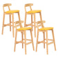 Modern Armless Counter Stool Wood Household Bar Stool with Pedal and Cushion Light Yellow Natural 4 Piece Set Clearhalo 'Bar Furniture' 'Bar Stools' 'bar_stools' 'furn' 'furn_bar_stools' 'furniture_bar_stools' 'Kitchen & Dining Furniture' 'kitchen&dining_furn' 'kitchen' 'kitchen_furn' Furniture' 4212128
