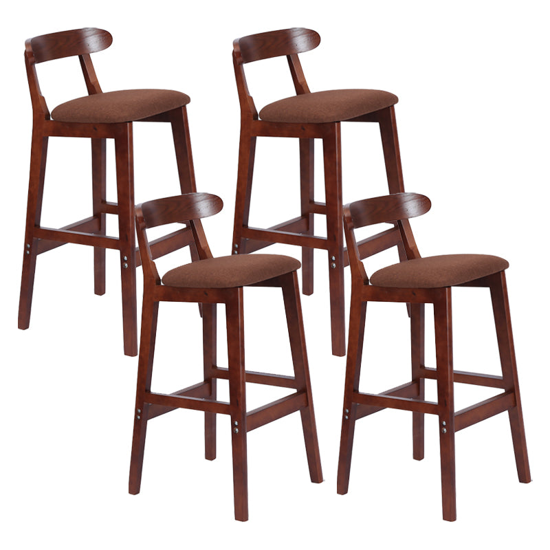 Modern Armless Counter Stool Wood Household Bar Stool with Pedal and Cushion Coffee Brown 4 Piece Set Clearhalo 'Bar Furniture' 'Bar Stools' 'bar_stools' 'furn' 'furn_bar_stools' 'furniture_bar_stools' 'Kitchen & Dining Furniture' 'kitchen&dining_furn' 'kitchen' 'kitchen_furn' Furniture' 4212131