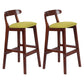 Modern Armless Counter Stool Wood Household Bar Stool with Pedal and Cushion Green Brown 2 Piece Set Clearhalo 'Bar Furniture' 'Bar Stools' 'bar_stools' 'furn' 'furn_bar_stools' 'furniture_bar_stools' 'Kitchen & Dining Furniture' 'kitchen&dining_furn' 'kitchen' 'kitchen_furn' Furniture' 4212133