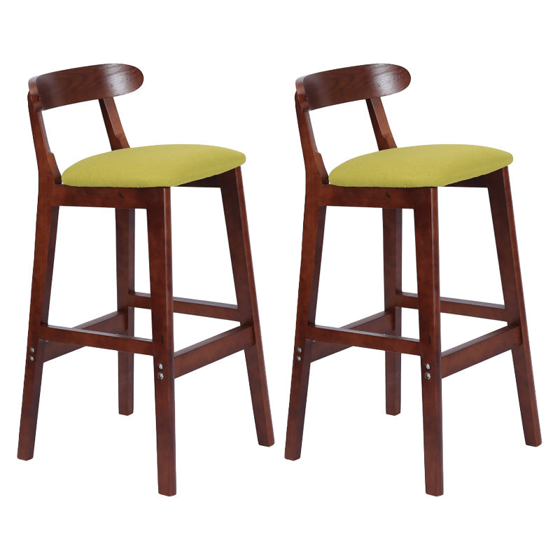 Modern Armless Counter Stool Wood Household Bar Stool with Pedal and Cushion Green Brown 2 Piece Set Clearhalo 'Bar Furniture' 'Bar Stools' 'bar_stools' 'furn' 'furn_bar_stools' 'furniture_bar_stools' 'Kitchen & Dining Furniture' 'kitchen&dining_furn' 'kitchen' 'kitchen_furn' Furniture' 4212133