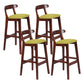 Modern Armless Counter Stool Wood Household Bar Stool with Pedal and Cushion Green Brown 4 Piece Set Clearhalo 'Bar Furniture' 'Bar Stools' 'bar_stools' 'furn' 'furn_bar_stools' 'furniture_bar_stools' 'Kitchen & Dining Furniture' 'kitchen&dining_furn' 'kitchen' 'kitchen_furn' Furniture' 4212134