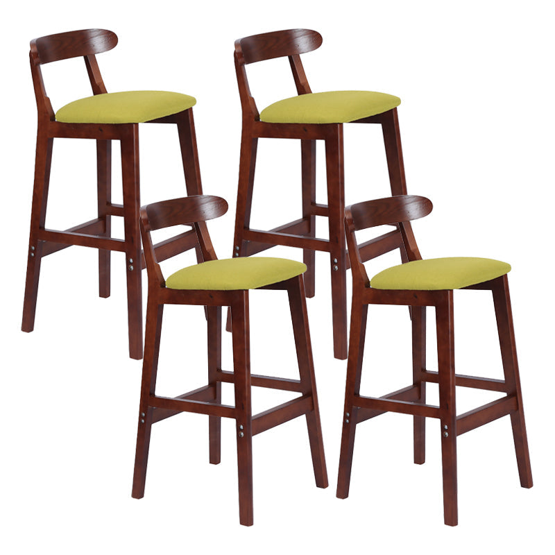 Modern Armless Counter Stool Wood Household Bar Stool with Pedal and Cushion Green Brown 4 Piece Set Clearhalo 'Bar Furniture' 'Bar Stools' 'bar_stools' 'furn' 'furn_bar_stools' 'furniture_bar_stools' 'Kitchen & Dining Furniture' 'kitchen&dining_furn' 'kitchen' 'kitchen_furn' Furniture' 4212134