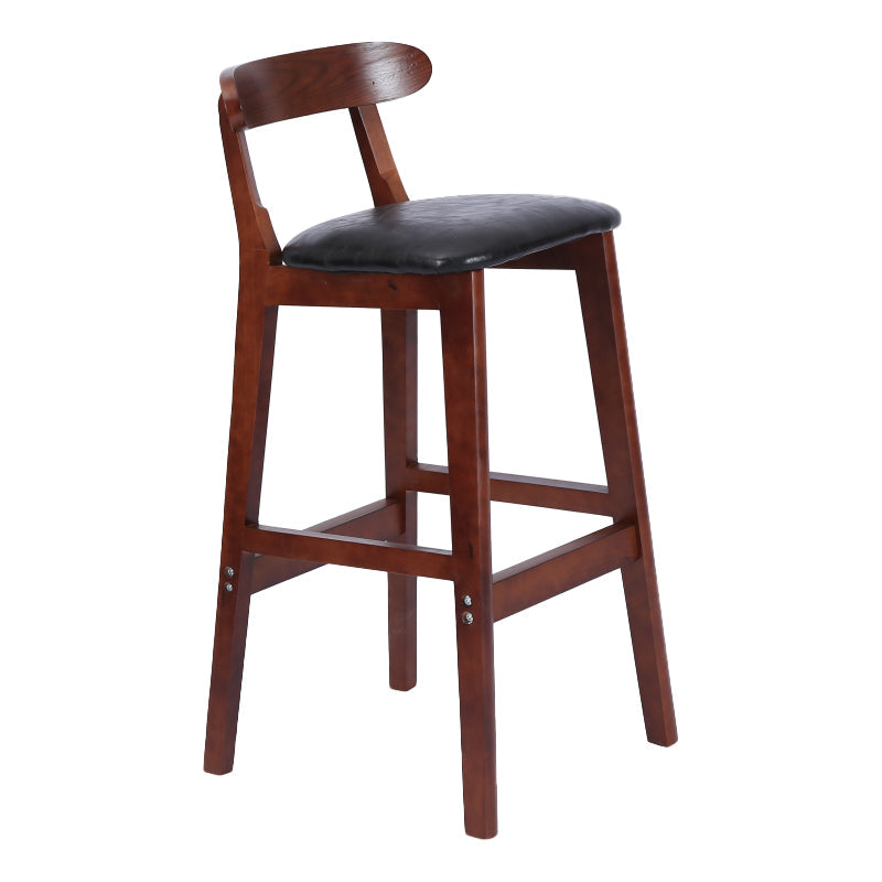 Modern Armless Counter Stool Wood Household Bar Stool with Pedal and Cushion Black Brown 1 Piece Clearhalo 'Bar Furniture' 'Bar Stools' 'bar_stools' 'furn' 'furn_bar_stools' 'furniture_bar_stools' 'Kitchen & Dining Furniture' 'kitchen&dining_furn' 'kitchen' 'kitchen_furn' Furniture' 4212135