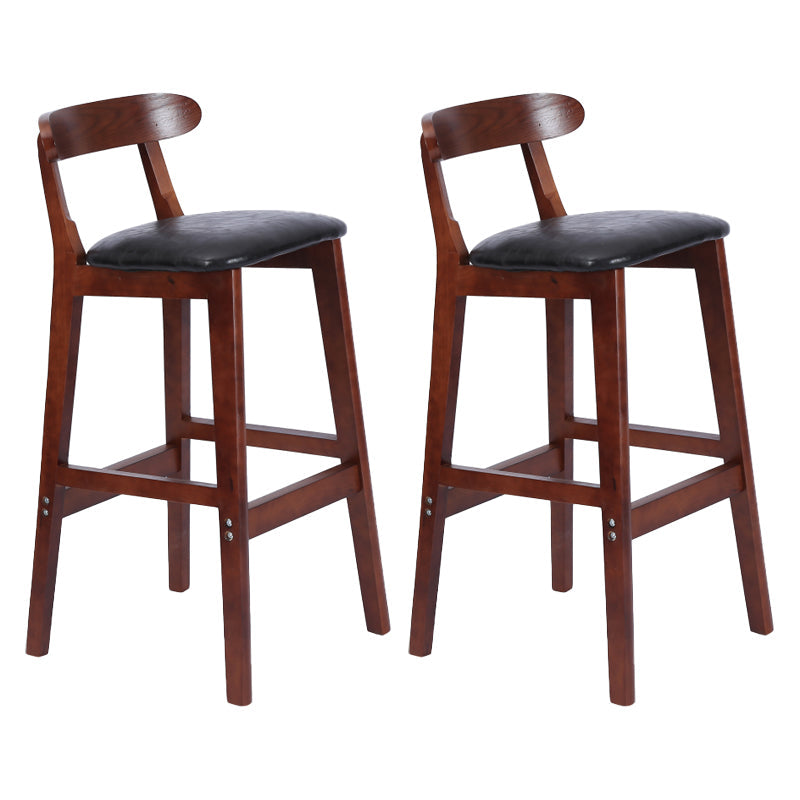 Modern Armless Counter Stool Wood Household Bar Stool with Pedal and Cushion Black Brown 2 Piece Set Clearhalo 'Bar Furniture' 'Bar Stools' 'bar_stools' 'furn' 'furn_bar_stools' 'furniture_bar_stools' 'Kitchen & Dining Furniture' 'kitchen&dining_furn' 'kitchen' 'kitchen_furn' Furniture' 4212136