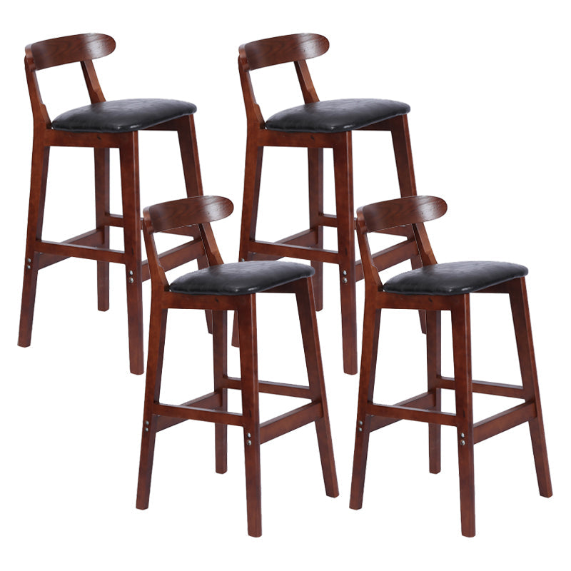 Modern Armless Counter Stool Wood Household Bar Stool with Pedal and Cushion Black Brown 4 Piece Set Clearhalo 'Bar Furniture' 'Bar Stools' 'bar_stools' 'furn' 'furn_bar_stools' 'furniture_bar_stools' 'Kitchen & Dining Furniture' 'kitchen&dining_furn' 'kitchen' 'kitchen_furn' Furniture' 4212137