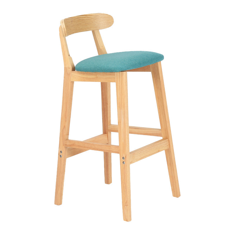 Modern Armless Counter Stool Wood Household Bar Stool with Pedal and Cushion Mint Green Natural 1 Piece Clearhalo 'Bar Furniture' 'Bar Stools' 'bar_stools' 'furn' 'furn_bar_stools' 'furniture_bar_stools' 'Kitchen & Dining Furniture' 'kitchen&dining_furn' 'kitchen' 'kitchen_furn' Furniture' 4212138