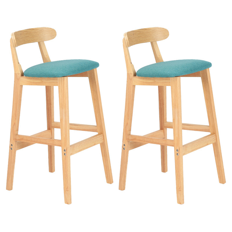 Modern Armless Counter Stool Wood Household Bar Stool with Pedal and Cushion Mint Green Natural 2 Piece Set Clearhalo 'Bar Furniture' 'Bar Stools' 'bar_stools' 'furn' 'furn_bar_stools' 'furniture_bar_stools' 'Kitchen & Dining Furniture' 'kitchen&dining_furn' 'kitchen' 'kitchen_furn' Furniture' 4212139