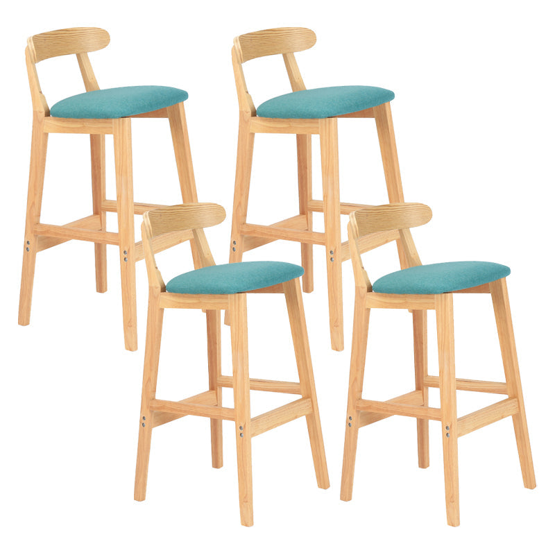Modern Armless Counter Stool Wood Household Bar Stool with Pedal and Cushion Mint Green Natural 4 Piece Set Clearhalo 'Bar Furniture' 'Bar Stools' 'bar_stools' 'furn' 'furn_bar_stools' 'furniture_bar_stools' 'Kitchen & Dining Furniture' 'kitchen&dining_furn' 'kitchen' 'kitchen_furn' Furniture' 4212140