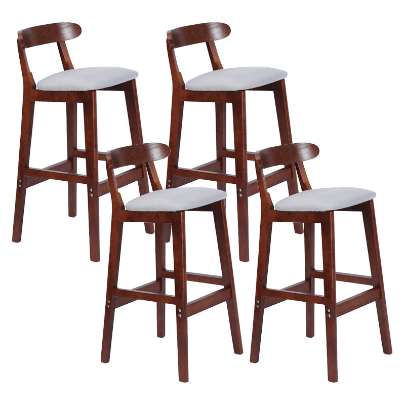 Modern Armless Counter Stool Wood Household Bar Stool with Pedal and Cushion Light Gray Brown 4 Piece Set Clearhalo 'Bar Furniture' 'Bar Stools' 'bar_stools' 'furn' 'furn_bar_stools' 'furniture_bar_stools' 'Kitchen & Dining Furniture' 'kitchen&dining_furn' 'kitchen' 'kitchen_furn' Furniture' 4212143